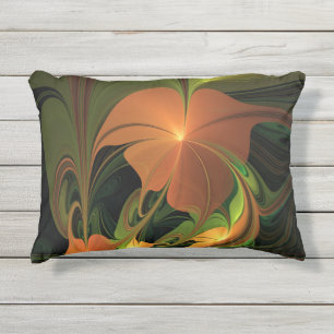 Fantasie Plant Abstract Groen Roest Bruin Fractal Buitenkussen