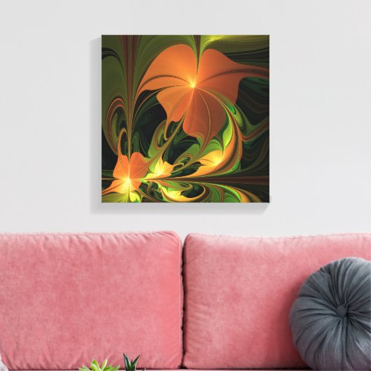 Fantasie Plant Abstract Groen Roest Bruin Fractal Canvas Afdruk (Insitu (Woonkamer))