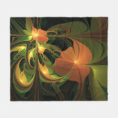 Fantasie Plant Abstract Groen Roest Bruin Fractal Fleece Deken (Voorkant (Horizontaal))