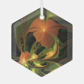 Fantasie Plant Abstract Groen Roest Bruin Fractal Glas Ornament (Voorkant)