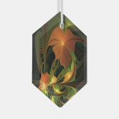 Fantasie Plant Abstract Groen Roest Bruin Fractal Glas Ornament (Voorkant Rechts)