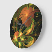 Fantasie Plant Abstract Groen Roest Bruin Fractal Grote Klok (Hoek)