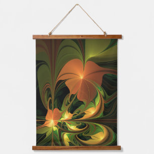 Fantasie Plant Abstract Groen Roest Bruin Fractal Hangend Wandkleed