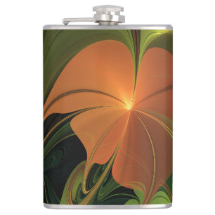 Fantasie Plant Abstract Groen Roest Bruin Fractal Heupfles