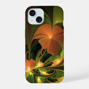 Fantasie Plant Abstract Groen Roest Bruin Fractal iPhone 15 Hoesje
