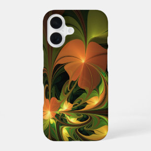 Fantasie Plant Abstract Groen Roest Bruin Fractal iPhone 16 Hoesje