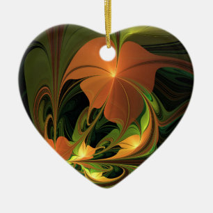 Fantasie Plant Abstract Groen Roest Bruin Fractal Keramisch Ornament
