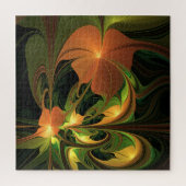 Fantasie Plant Abstract Groen Roest Bruin Fractal Legpuzzel (Verticaal)