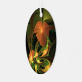 Fantasie Plant Abstract Groen Roest Bruin Fractal Metalen Ornament (Voorkant links)