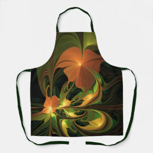 Fantasie Plant Abstract Groen Roest Bruin Fractal Schort