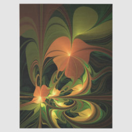 Fantasie Plant Abstract Groen Roest Bruin Fractal Tissuepapier