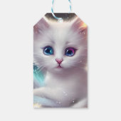 Fantasie pluizig witte kat cadeaulabel (Achterkant)