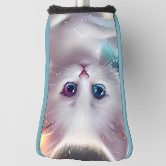 Fantasie pluizig witte kat golfheadcover (Draai 90)