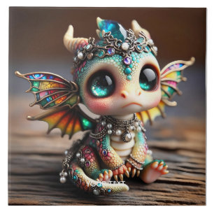 Fantasie Schattige Baby Dragon Glass Tegeltje