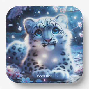 Fantasie Schattige Baby Snow Leopard Papieren Bordje