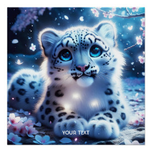 Fantasie Schattige Baby Snow Leopard Perfect Poster