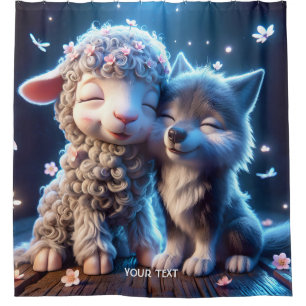 Fantasie Schattige Baby's Schaap Wolf Douchegordijn