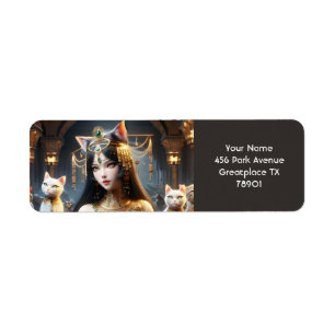 Fantasie Schattige Egypte kat Godin Etiket