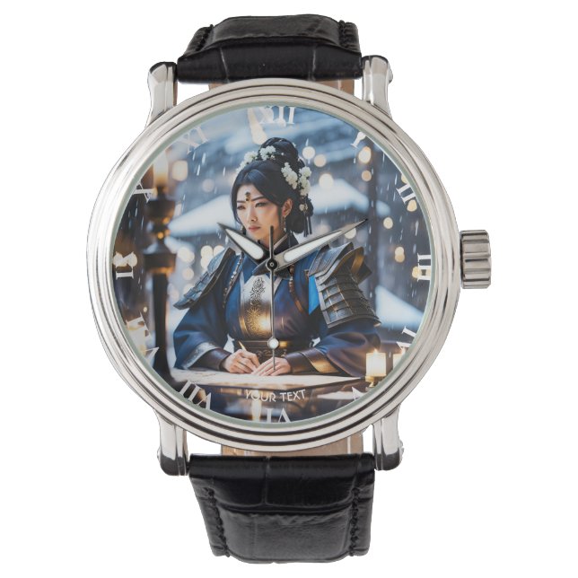 Fantasie Schattige Japans Samurai Algemeen Horloge (Voorkant)