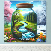 Fantasie Schattige Jar Winter Spring Canvas Afdruk (Insitu (Houten vloer))