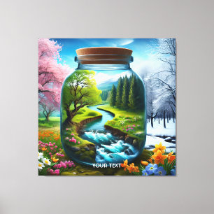 Fantasie Schattige Jar Winter Spring Canvas Afdruk