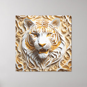 Fantasie Schattige Kirigami Tijger Wit Canvas Afdruk