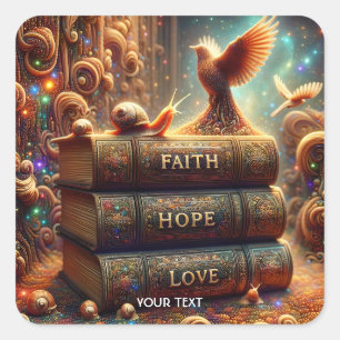 Fantasie Schattige Liefde Geloof Hoop Vierkante Sticker