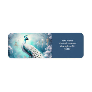 Fantasie Schattige pauwenijs winter Etiket