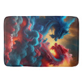Fantasie Schattige Rood Blauw Draken Badmat (Voorkant)