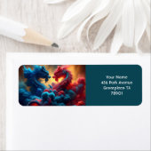 Fantasie Schattige Rood Blauw Draken Etiket (Insitu)