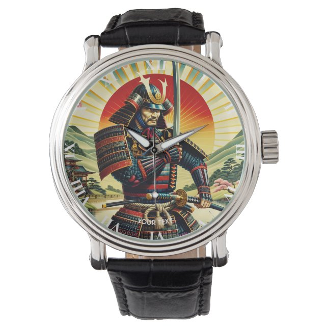 Fantasie Schattige Samurai Warrior Katana Horloge (Voorkant)