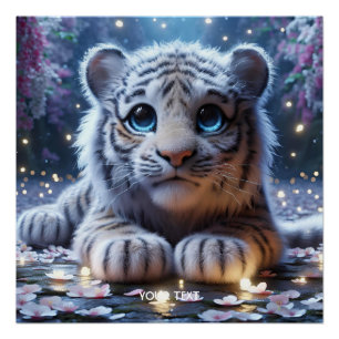 Fantasie Schattige Tijger Wit Baby Perfect Poster