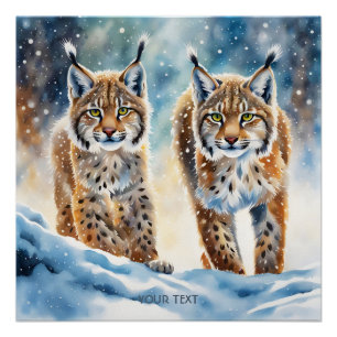 Fantasie Schattige Vivid Baby Lynx Snow Perfect Poster