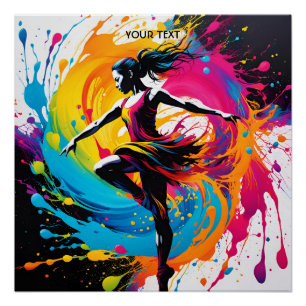 Fantasie Schattige Vivid Dancer Splatter Schilderi Perfect Poster