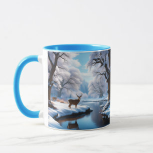 Fantasie Schattige Vivid Deer Winter River Mok