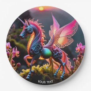 Fantasie Schattige Vivid Eenhoorn Filigree Kant Papieren Bordje