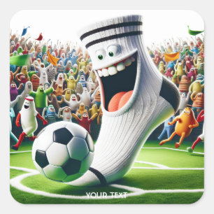 Fantasie Schattige Voetballen sok Vierkante Sticker