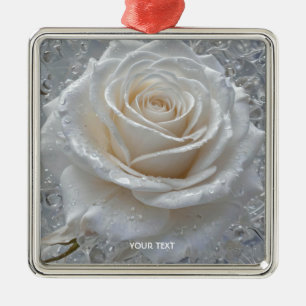 Fantasie Schattige Witte Rose Drops Metalen Ornament