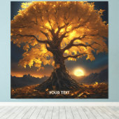 Fantasie Schattige Yellow Tree Moon Canvas Afdruk (Insitu (Houten vloer))
