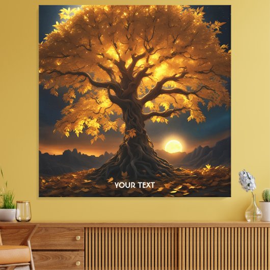 Fantasie Schattige Yellow Tree Moon Canvas Afdruk (Insitu (Woonkamer))