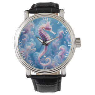 Fantasie Schattige Zee Seahorse Planten Horloge