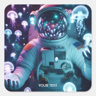 Fantasie Schattigee astronaut kwallen ruimte Vierkante Sticker