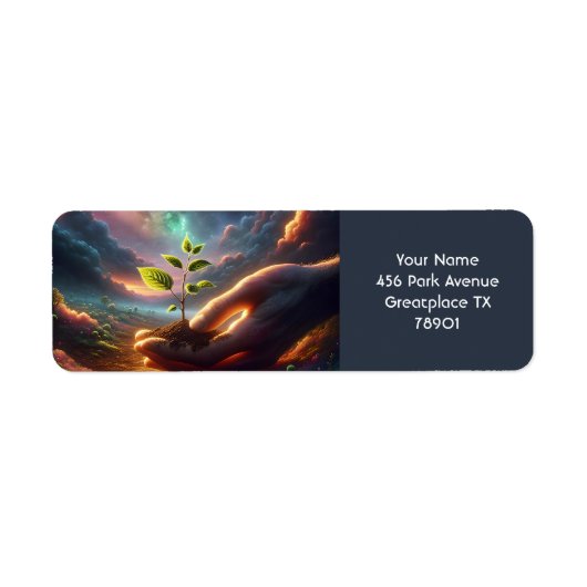 Fantasie Schattigee Hand Plant Bodem Etiket (Voorkant)