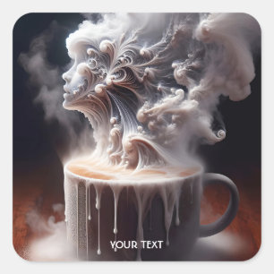 Fantasie Schattigee koffie ochtend dromen Vierkante Sticker