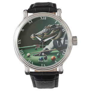 Fantasie Schattigee Krokodil Spelen Biljart Horloge