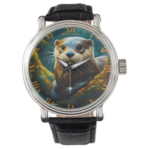 Fantasie Schattigee levendige majestueuze otterblo Horloge