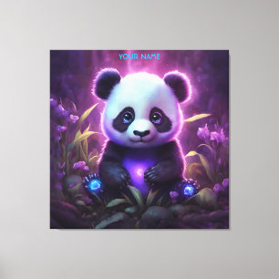Fantasie Schattigee Paarse Baby Panda Canvas Afdruk