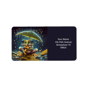 Fantasie Schattigee paraplu kikker regen Etiket