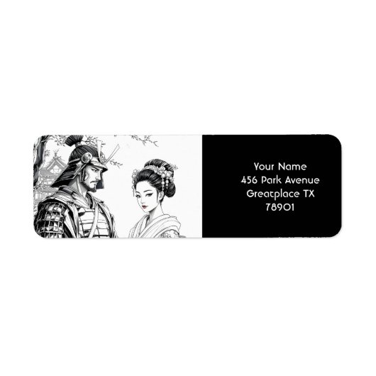 Fantasie Schattigee Samurai Geisha Pencil Etiket (Voorkant)