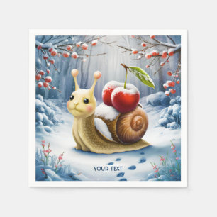 Fantasie Schattigee slak Cherry Winter Servet
